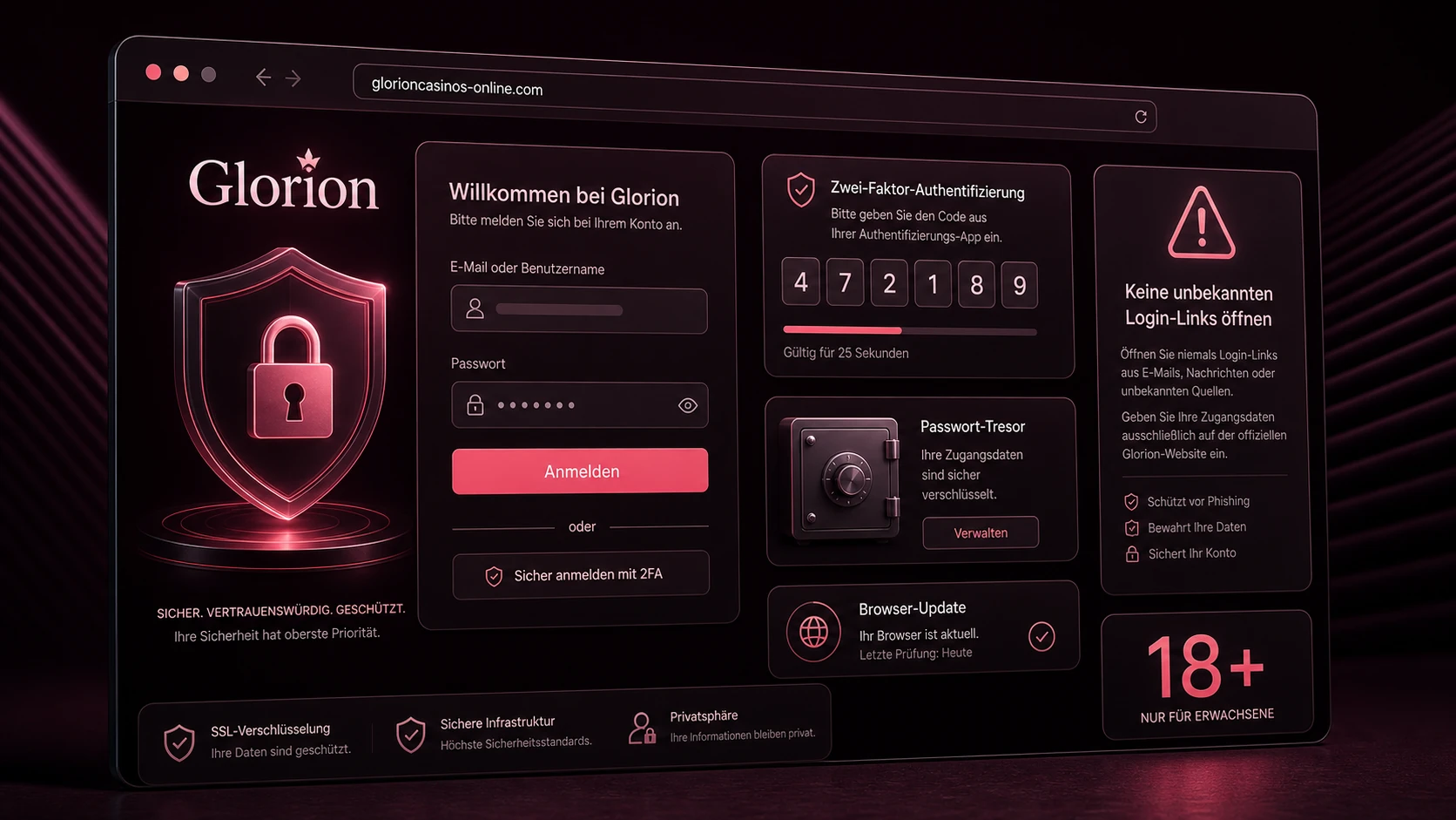 Sicherheit beim Glorion Casino Login